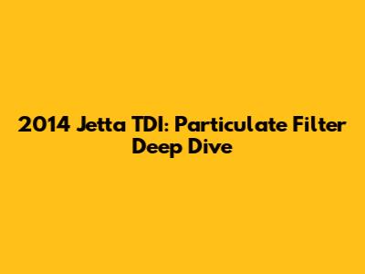 2014 Jetta TDI: Particulate Filter Deep Dive