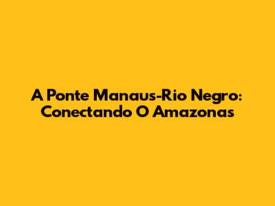 A Ponte Manaus-Rio Negro: Conectando O Amazonas