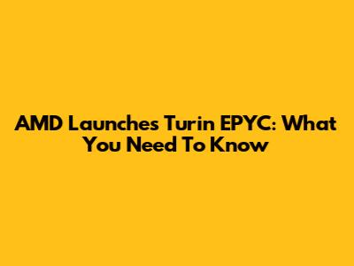 AMD Launches Turin EPYC: What You Need To Know