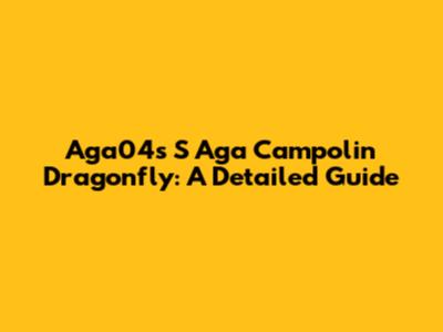 Aga04s S Aga Campolin Dragonfly: A Detailed Guide