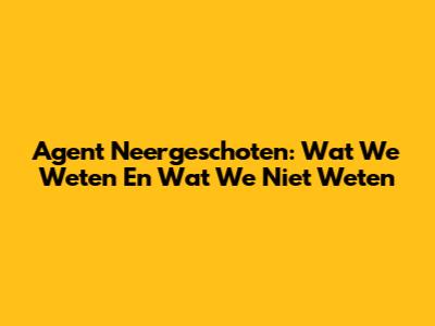 Agent Neergeschoten: Wat We Weten En Wat We Niet Weten