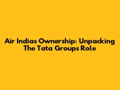 Air India's Ownership: Unpacking The Tata Group's Role
