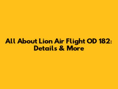 All About Lion Air Flight OD 182: Details & More