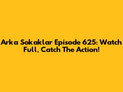 Arka Sokaklar Episode 625: Watch Full, Catch The Action!