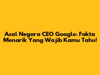 Asal Negara CEO Google: Fakta Menarik Yang Wajib Kamu Tahu!