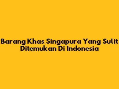 Barang Khas Singapura Yang Sulit Ditemukan Di Indonesia