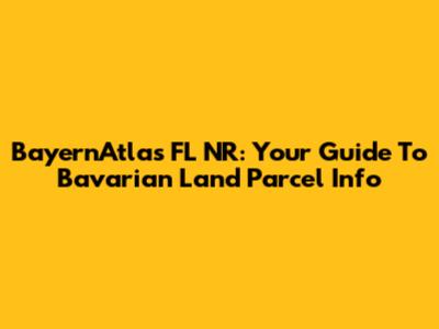 BayernAtlas FL NR: Your Guide To Bavarian Land Parcel Info