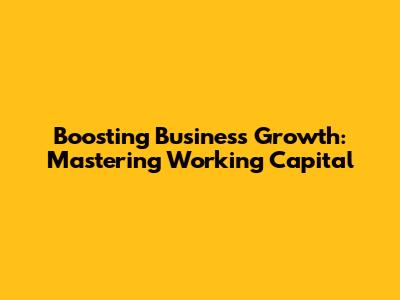 Boosting Business Growth: Mastering Working Capital
