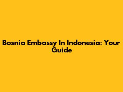 Bosnia Embassy In Indonesia: Your Guide