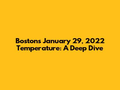 Boston's January 29, 2022 Temperature: A Deep Dive