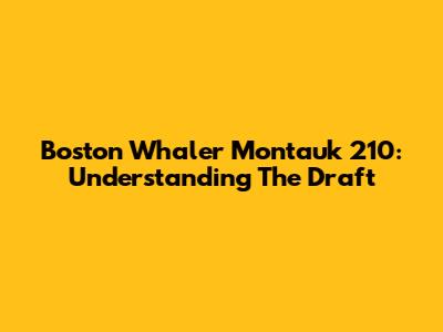 Boston Whaler Montauk 210: Understanding The Draft