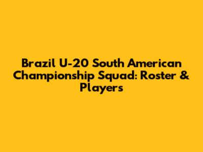 Brazil U-20 South American Championship Squad: Roster & Players
