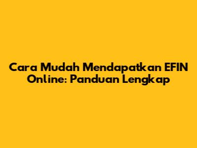 Cara Mudah Mendapatkan EFIN Online: Panduan Lengkap