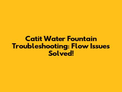 Catit Water Fountain Troubleshooting: Flow Issues Solved!