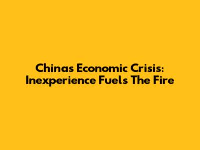 China's Economic Crisis: Inexperience Fuels The Fire