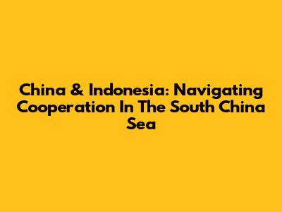 China & Indonesia: Navigating Cooperation In The South China Sea