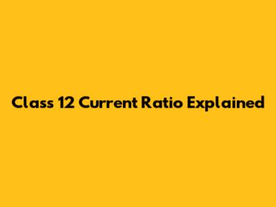 Class 12 Current Ratio Explained