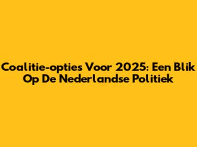 Coalitie-opties Voor 2025: Een Blik Op De Nederlandse Politiek