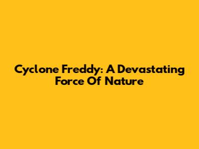 Cyclone Freddy: A Devastating Force Of Nature