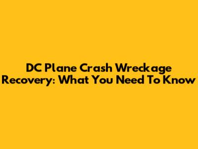 DC Plane Crash Wreckage Recovery: What You Need To Know