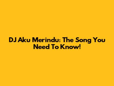 DJ Aku Merindu: The Song You Need To Know!