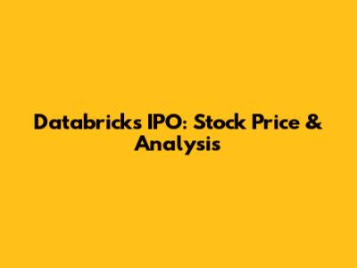 Databricks IPO: Stock Price & Analysis