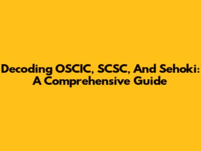 Decoding OSCIC, SCSC, And Sehoki: A Comprehensive Guide