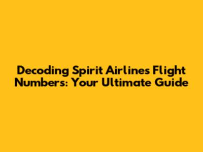 Decoding Spirit Airlines Flight Numbers: Your Ultimate Guide