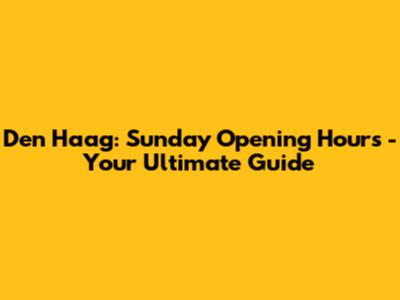 Den Haag: Sunday Opening Hours - Your Ultimate Guide