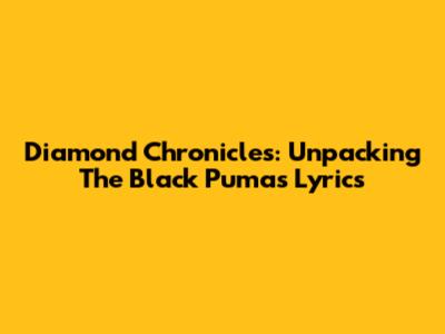 Diamond Chronicles: Unpacking The Black Pumas Lyrics
