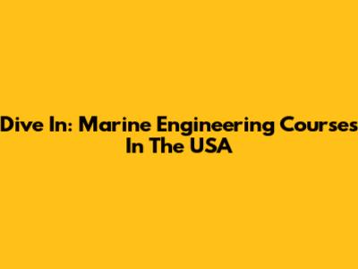 Dive In: Marine Engineering Courses In The USA