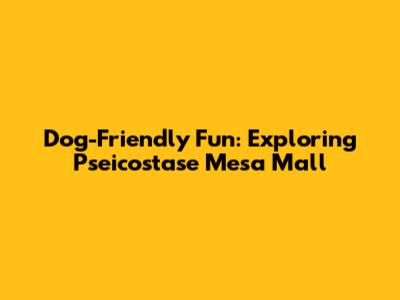 Dog-Friendly Fun: Exploring Pseicostase Mesa Mall