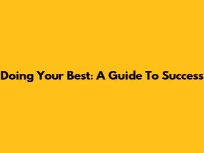 Doing Your Best: A Guide To Success