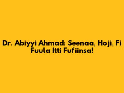 Dr. Abiyyi Ahmad: Seenaa, Hoji, Fi Fuula Itti Fufiinsa!