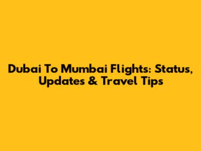 Dubai To Mumbai Flights: Status, Updates & Travel Tips