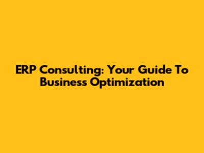 ERP Consulting: Your Guide To Business Optimization