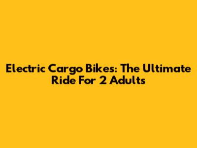 Electric Cargo Bikes: The Ultimate Ride For 2 Adults
