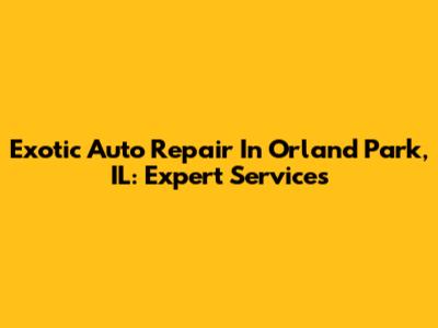 Exotic Auto Repair In Orland Park, IL: Expert Services