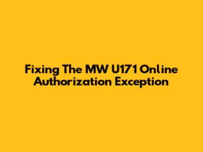 Fixing The MW U171 Online Authorization Exception