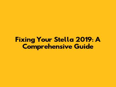 Fixing Your Stella 2019: A Comprehensive Guide