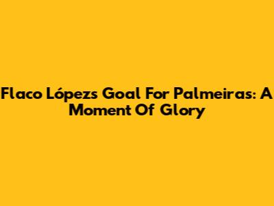 Flaco López's Goal For Palmeiras: A Moment Of Glory