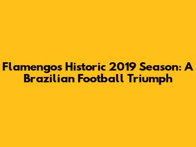 Flamengo's Historic 2019 Season: A Brazilian Football Triumph