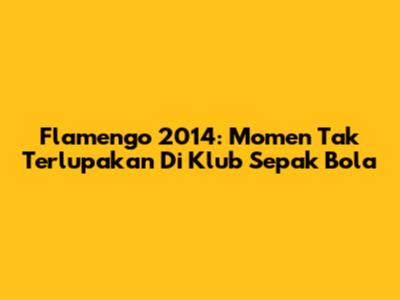 Flamengo 2014: Momen Tak Terlupakan Di Klub Sepak Bola