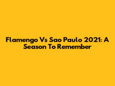Flamengo Vs Sao Paulo 2021: A Season To Remember