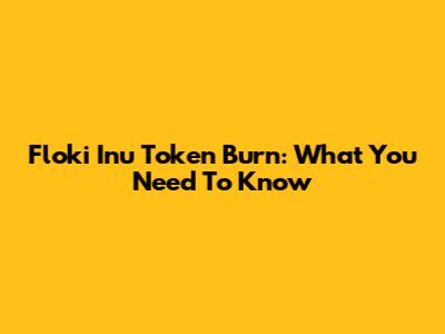 Floki Inu Token Burn: What You Need To Know