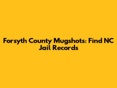 Forsyth County Mugshots: Find NC Jail Records