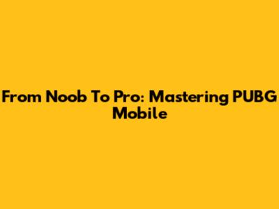 From Noob To Pro: Mastering PUBG Mobile