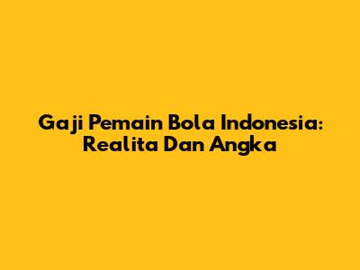 Gaji Pemain Bola Indonesia: Realita Dan Angka