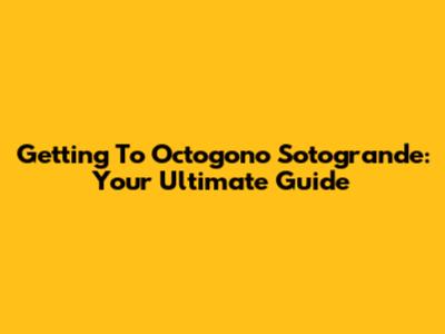 Getting To Octogono Sotogrande: Your Ultimate Guide