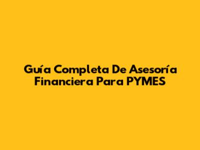 Guía Completa De Asesoría Financiera Para PYMES